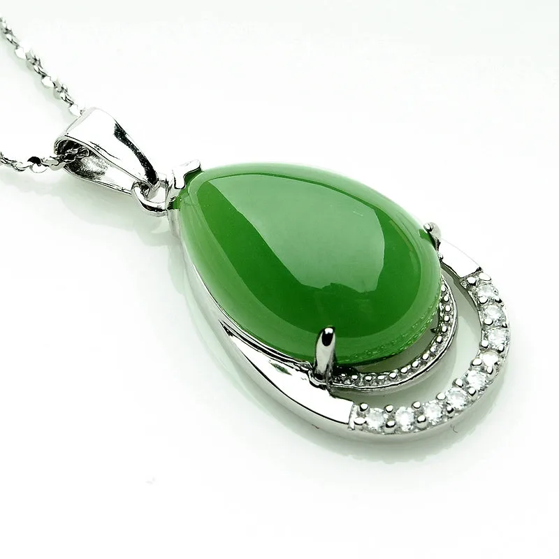 Natural Jade Pendant Nephrite Silver Pendant PT16