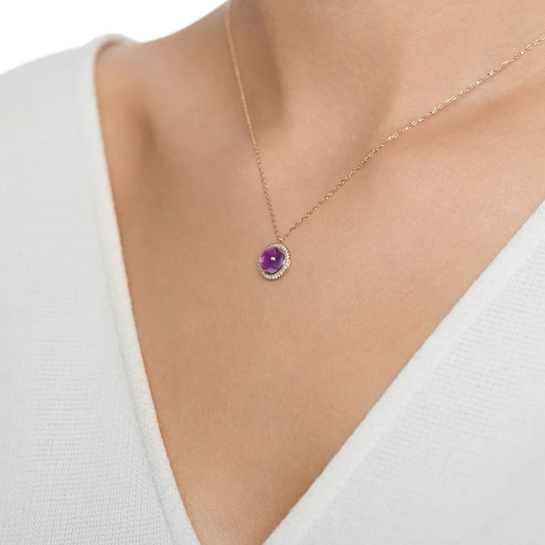 Noor Rose Gold Diamond Amethyst Necklace