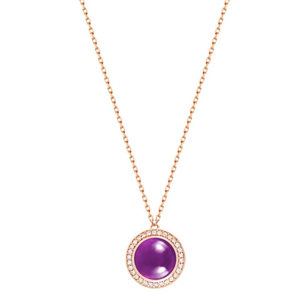Noor Rose Gold Diamond Amethyst Necklace