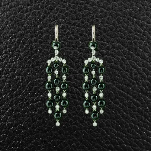 Onyx & Diamond Dangle Estate Earrings
