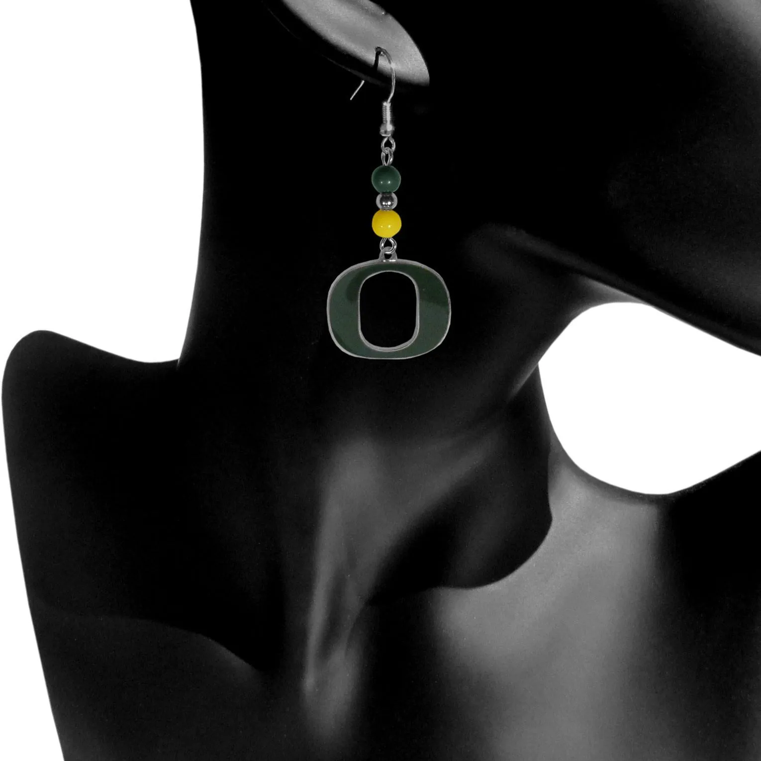 Oregon Ducks Fan Bead Dangle Earrings