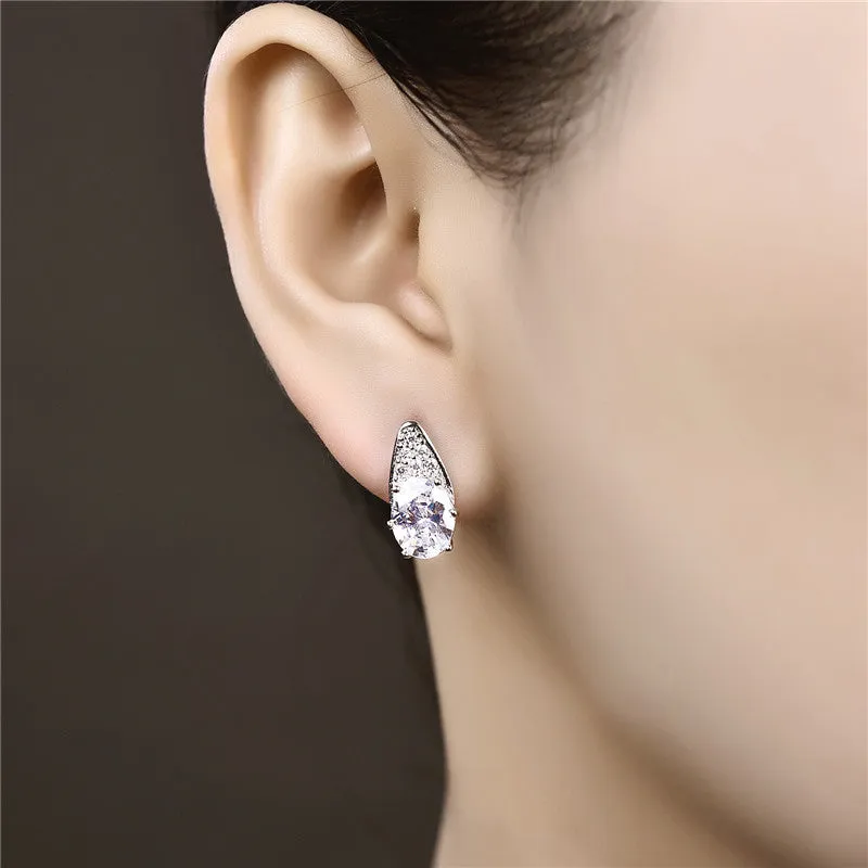 Oval AAA Zircon Stud Earrings