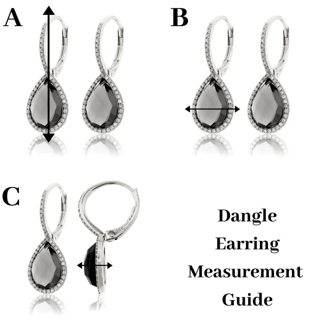 Oval Blue Zircon & Diamond Milgrain Dangle Earrings