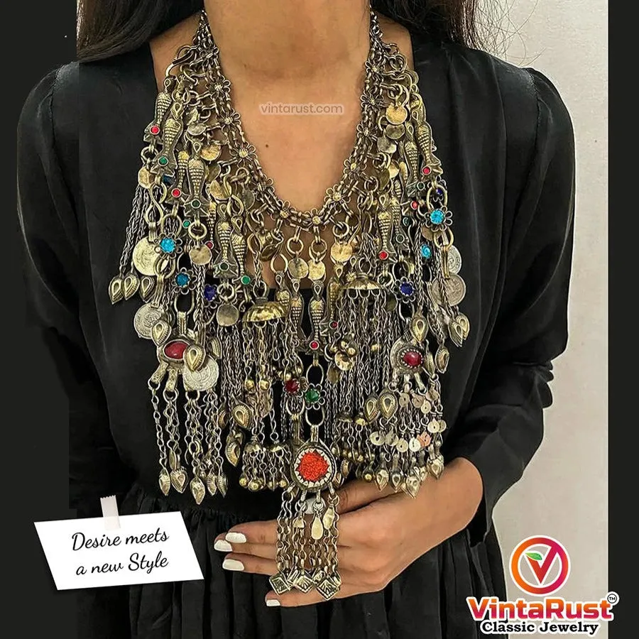Oversized Necklace Embellished with Fish Motifs
