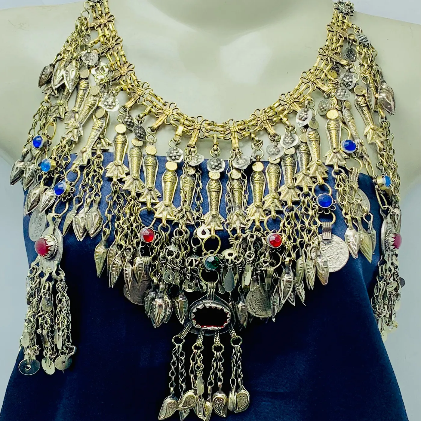 Oversized Necklace Embellished with Fish Motifs