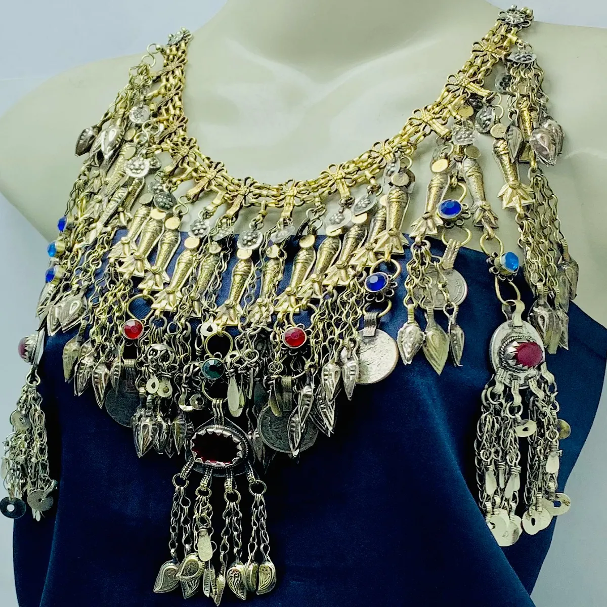 Oversized Necklace Embellished with Fish Motifs