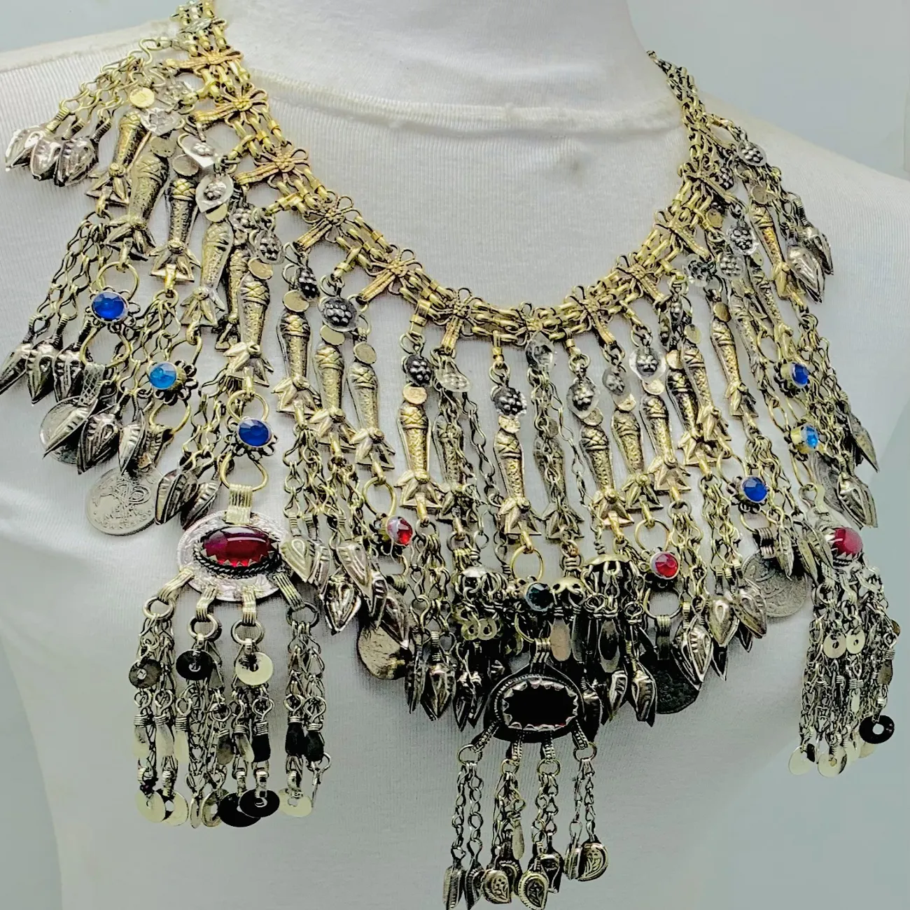 Oversized Necklace Embellished with Fish Motifs