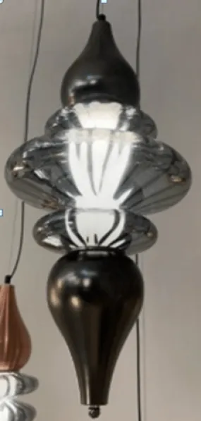 Pearl Black  Smoke Grey Pendant Light by Gloss(01086/A)