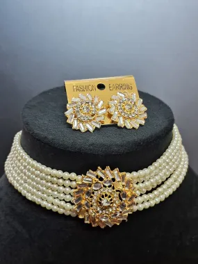 Pearl Choker Necklace with Earring