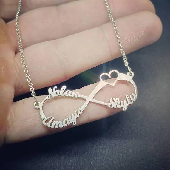 Personalized Heart With Infinity Sign Necklace- Necklace With Infinity Name