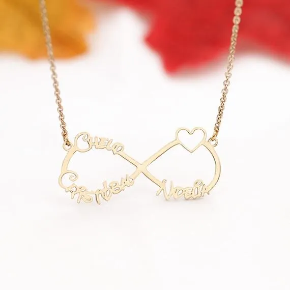 Personalized Heart With Infinity Sign Necklace- Necklace With Infinity Name
