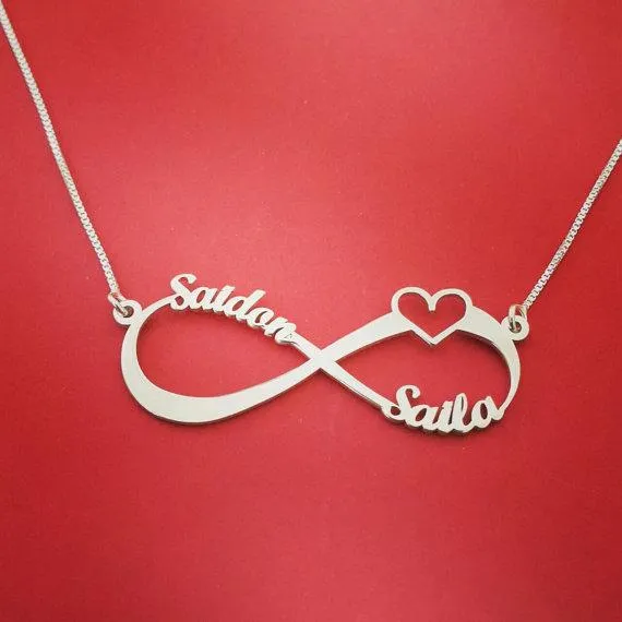 Personalized Heart With Infinity Sign Necklace- Necklace With Infinity Name