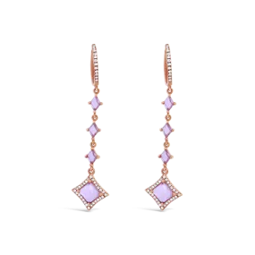 Pink Amethyst & Diamond Dangle Earrings