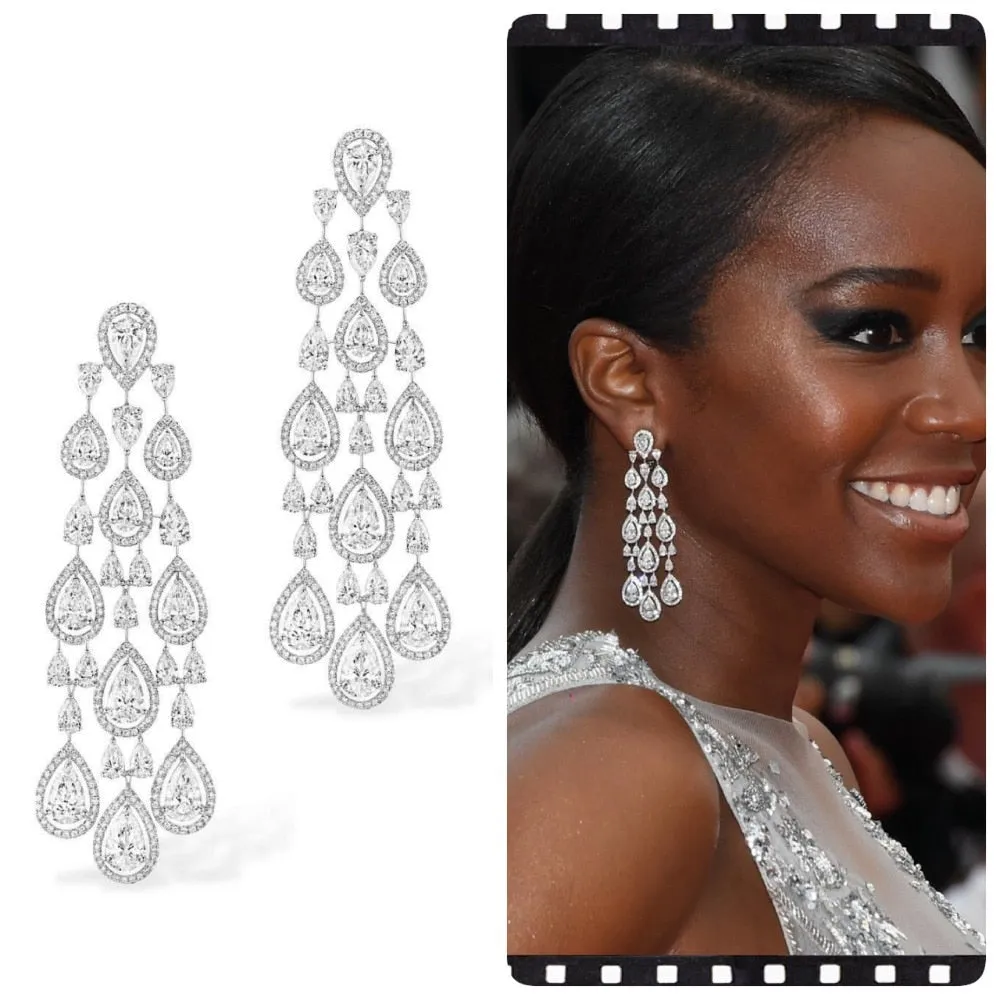 Popular Cubic Zircon Drop Earrings,CZ Dangle Earring for Wedding, Women Dinner Accessories Jewelry SZE0341