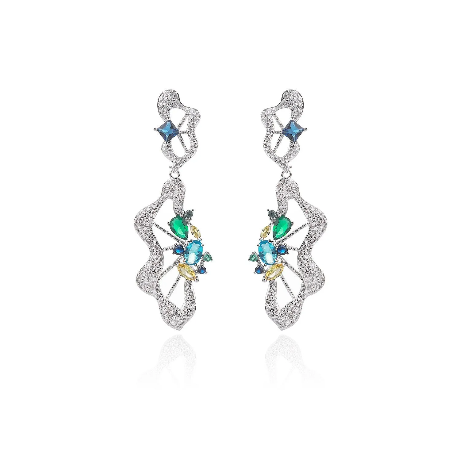 Popular S925 Silver Needle Cubic Zircon CZ Crystals Earrings Birthday Party Wedding Gift Fine New Jewelry CE11459