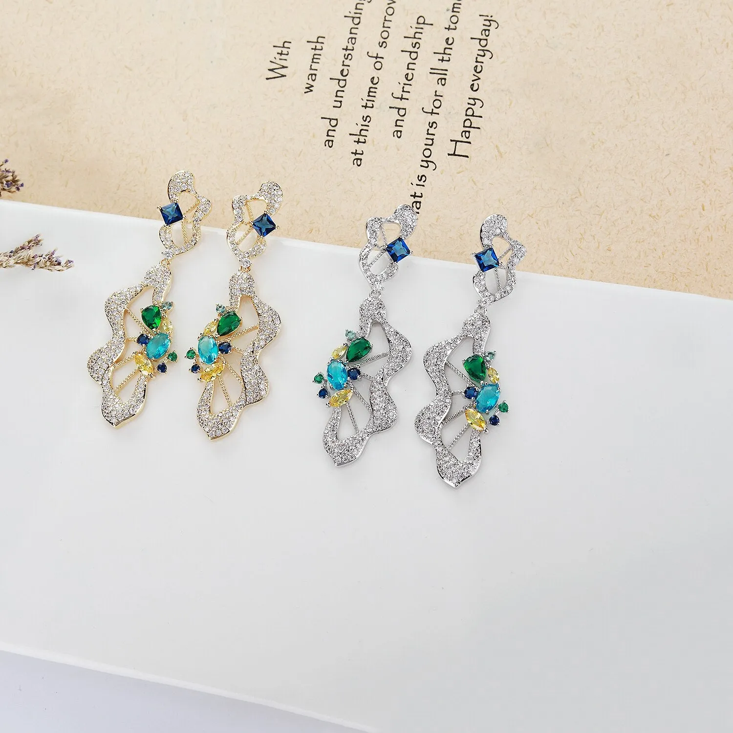 Popular S925 Silver Needle Cubic Zircon CZ Crystals Earrings Birthday Party Wedding Gift Fine New Jewelry CE11459