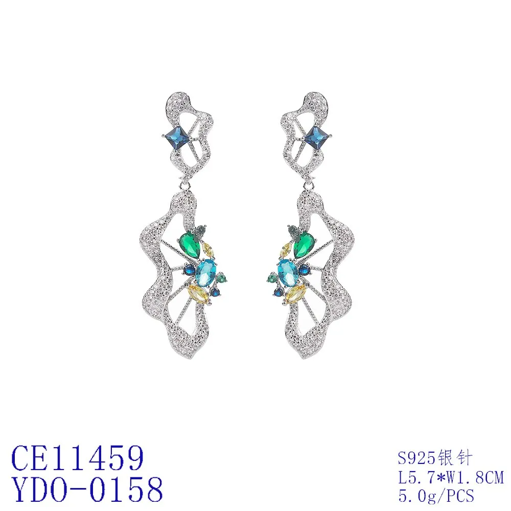 Popular S925 Silver Needle Cubic Zircon CZ Crystals Earrings Birthday Party Wedding Gift Fine New Jewelry CE11459