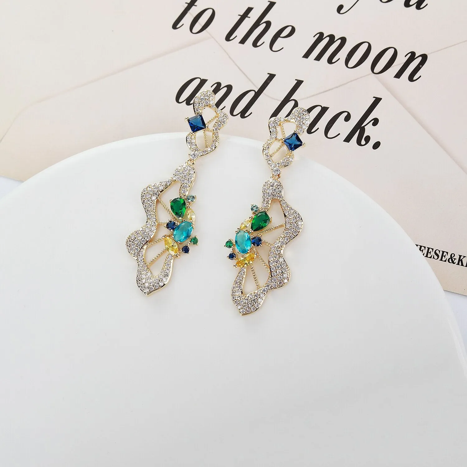 Popular S925 Silver Needle Cubic Zircon CZ Crystals Earrings Birthday Party Wedding Gift Fine New Jewelry CE11459