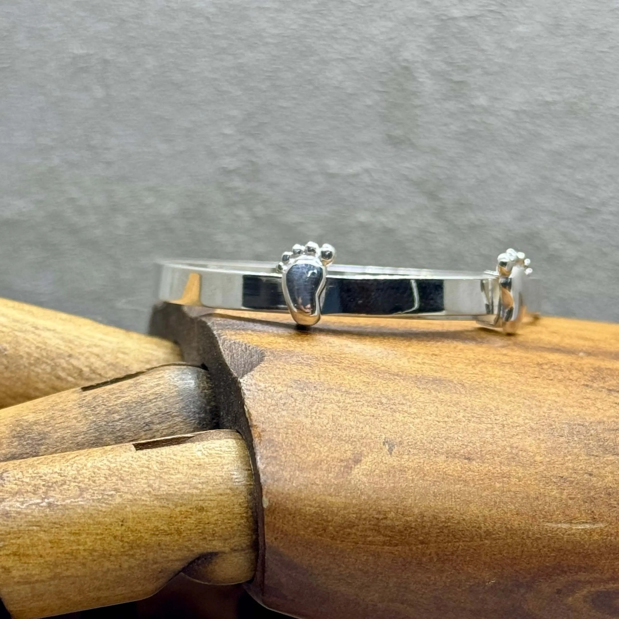 Precious Moments - Sterling Silver Expandable Baby Bangle With Foot Design.