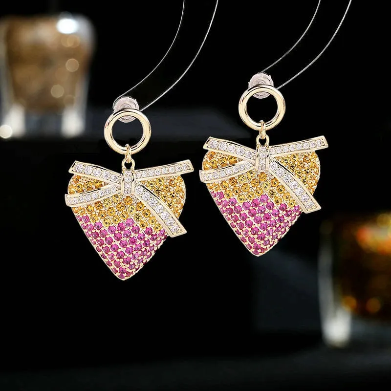 Pretty Cubic Zircon Strawberry Dangle Earring for Women,Crystals Girls Party,Promt Drop Earrings Jewelry Accessories LYI174