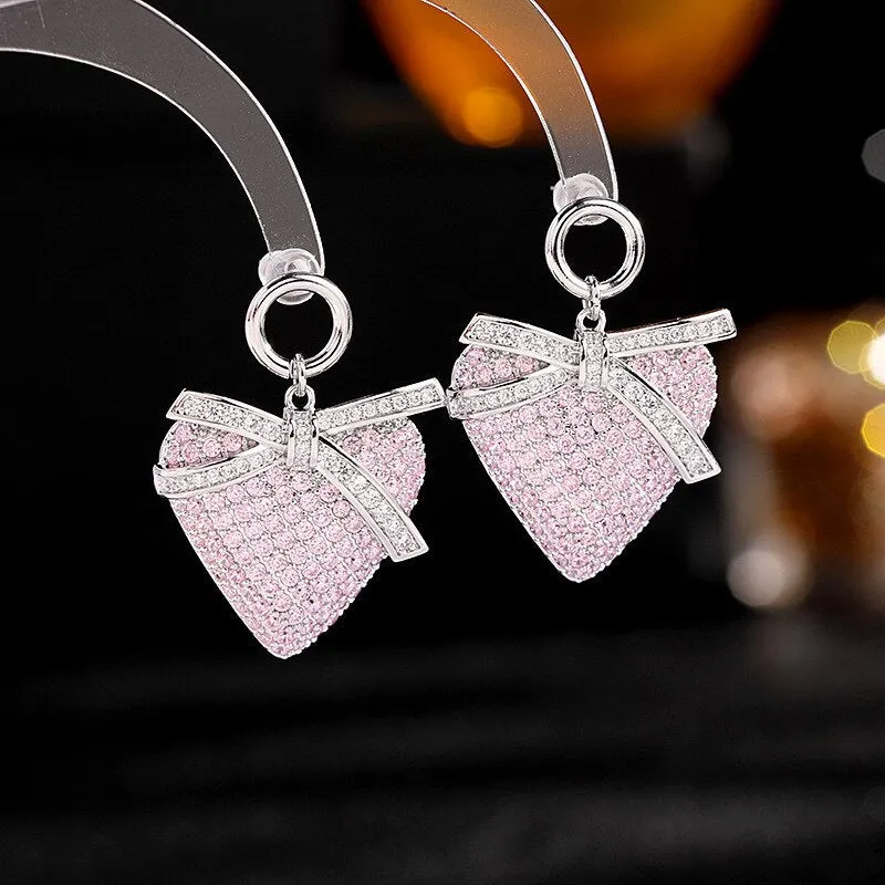 Pretty Cubic Zircon Strawberry Dangle Earring for Women,Crystals Girls Party,Promt Drop Earrings Jewelry Accessories LYI174