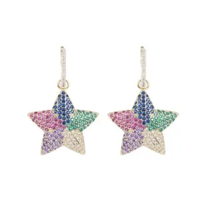 Pretty Star Style Cubic Zircionia Dangle Earring for Girls,CZ multicolor Dangler Jewelry for Women,Promt Accessories Jewelry