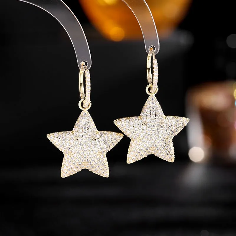 Pretty Star Style Cubic Zircionia Dangle Earring for Girls,CZ multicolor Dangler Jewelry for Women,Promt Accessories Jewelry