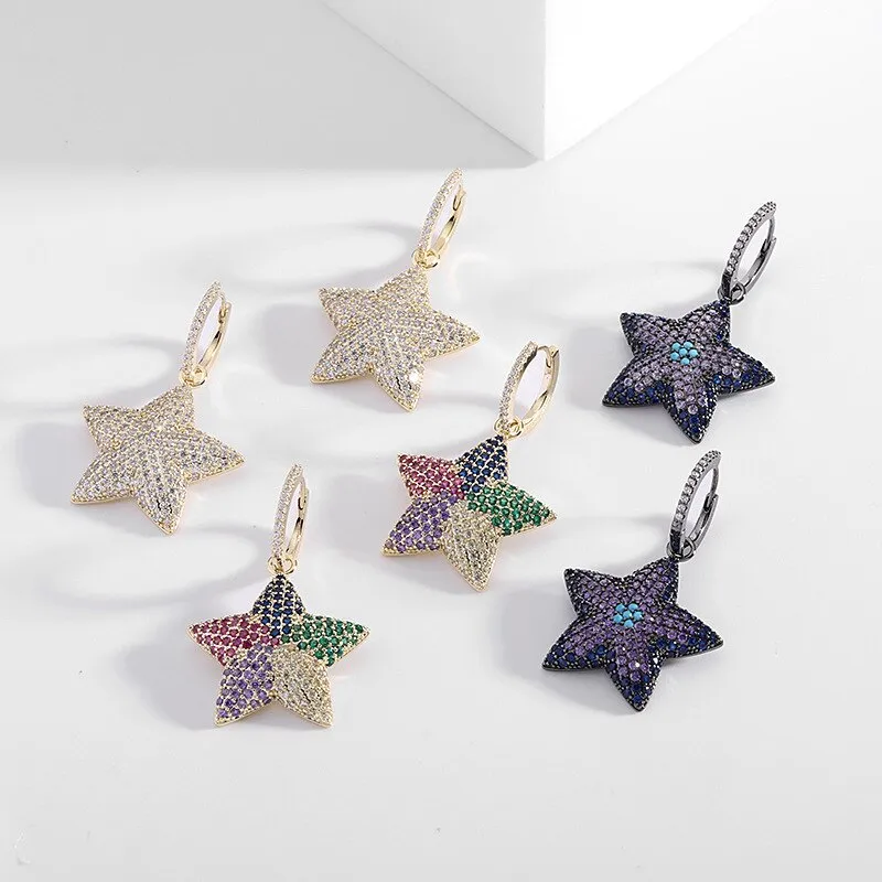 Pretty Star Style Cubic Zircionia Dangle Earring for Girls,CZ multicolor Dangler Jewelry for Women,Promt Accessories Jewelry