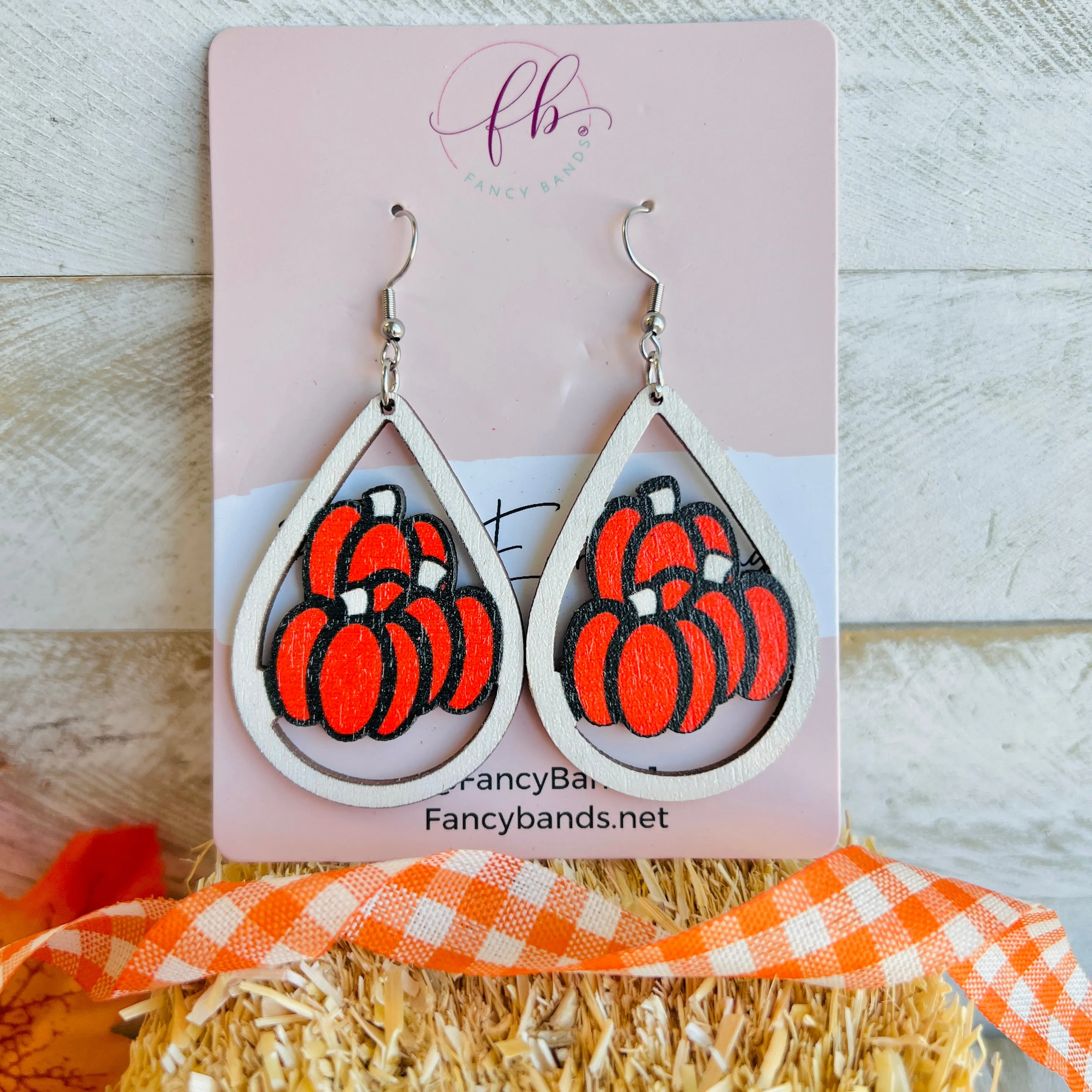 Pumpkin Patch Wooden Drop Ear Bling