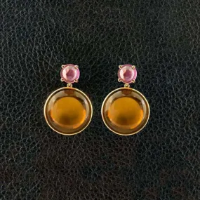 Quartz & Rubellite Dangle Earrings