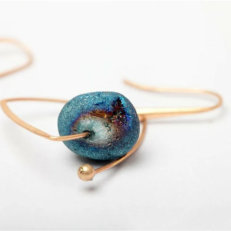 Quartz Druzy Stone - Drop Earrings