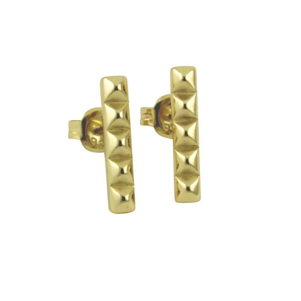 "Studded" Gold-Dipped Bar Earrings