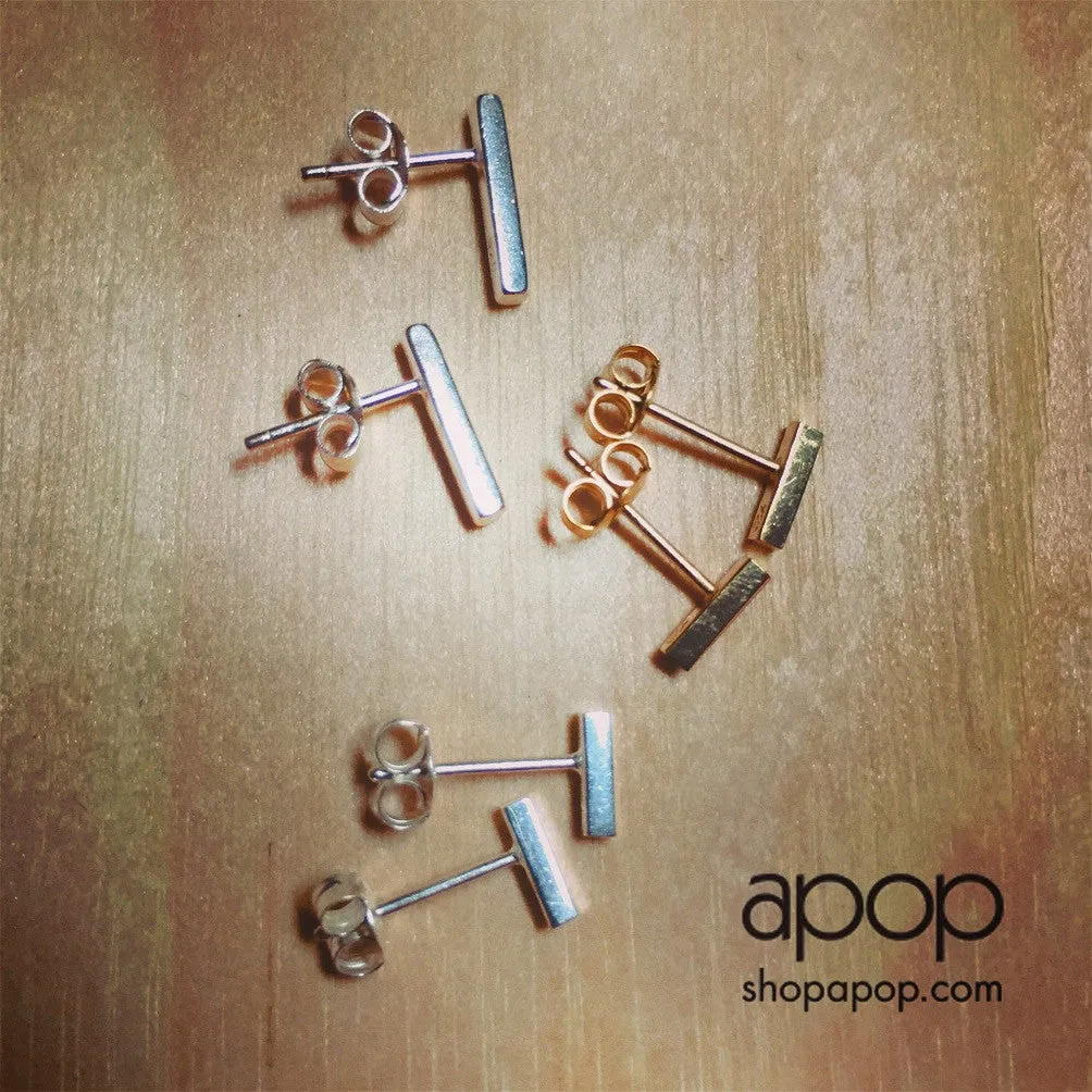 "Studded" Gold-Dipped Bar Earrings
