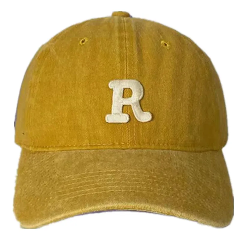 R Letter Kpop Style Women Cap Teens Washed Cotton Baseball Cap Female Casual Outdoor Adjustable Streetwear Hats