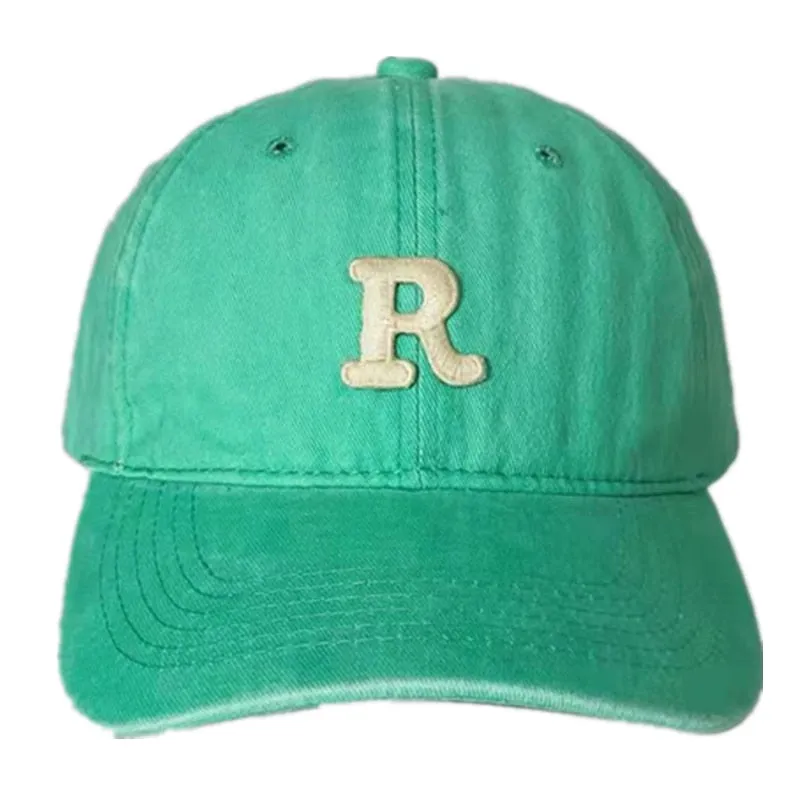 R Letter Kpop Style Women Cap Teens Washed Cotton Baseball Cap Female Casual Outdoor Adjustable Streetwear Hats