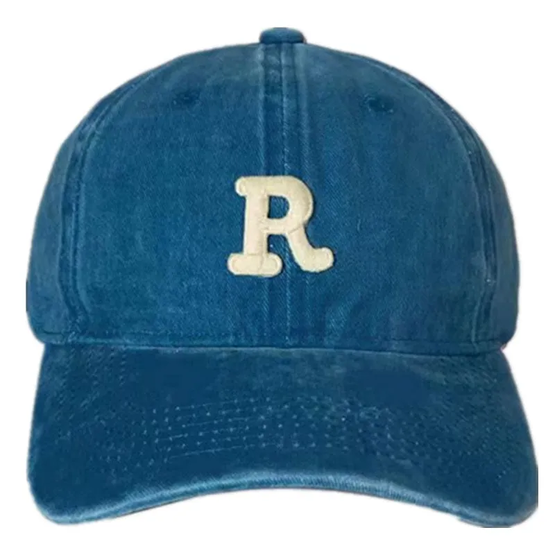 R Letter Kpop Style Women Cap Teens Washed Cotton Baseball Cap Female Casual Outdoor Adjustable Streetwear Hats