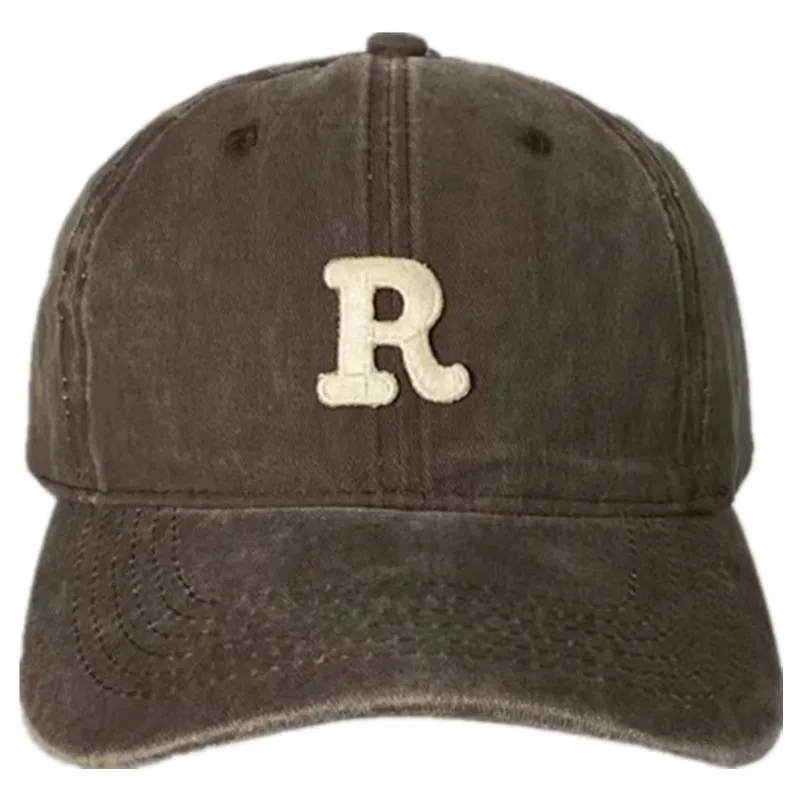 R Letter Kpop Style Women Cap Teens Washed Cotton Baseball Cap Female Casual Outdoor Adjustable Streetwear Hats