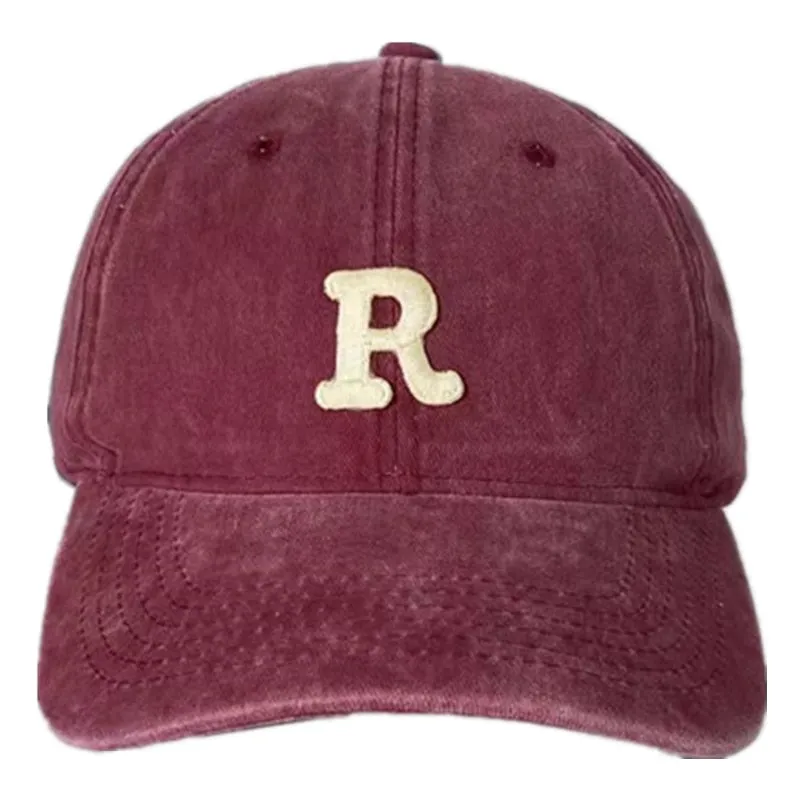 R Letter Kpop Style Women Cap Teens Washed Cotton Baseball Cap Female Casual Outdoor Adjustable Streetwear Hats