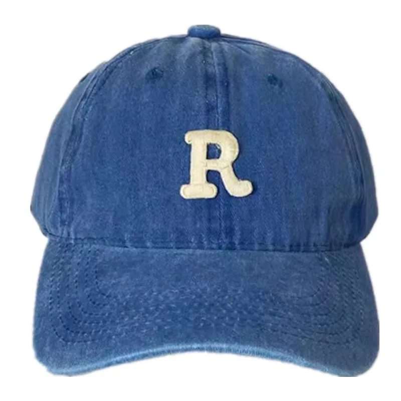 R Letter Kpop Style Women Cap Teens Washed Cotton Baseball Cap Female Casual Outdoor Adjustable Streetwear Hats
