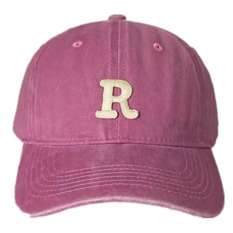 R Letter Kpop Style Women Cap Teens Washed Cotton Baseball Cap Female Casual Outdoor Adjustable Streetwear Hats