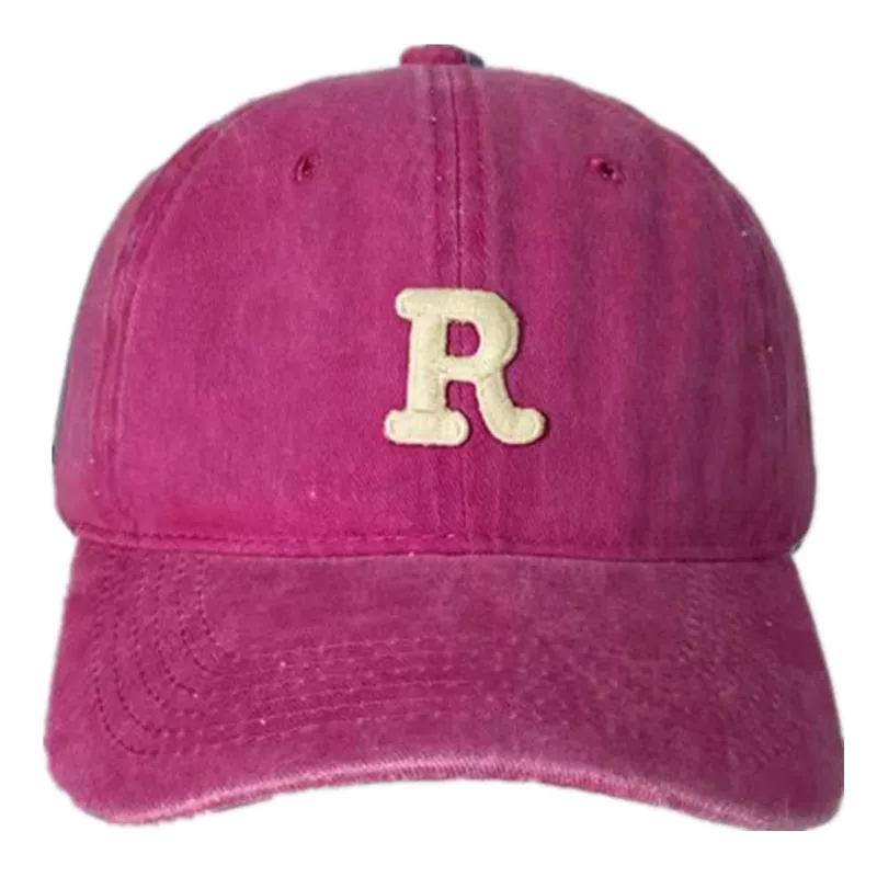 R Letter Kpop Style Women Cap Teens Washed Cotton Baseball Cap Female Casual Outdoor Adjustable Streetwear Hats