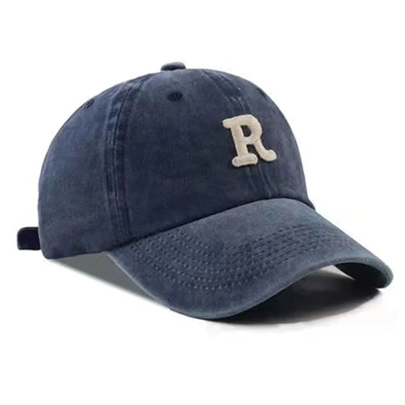 R Letter Kpop Style Women Cap Teens Washed Cotton Baseball Cap Female Casual Outdoor Adjustable Streetwear Hats