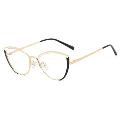 Ralferty Glasses Women Anti Blue Light Decorative Cat Eye Frame For F95721