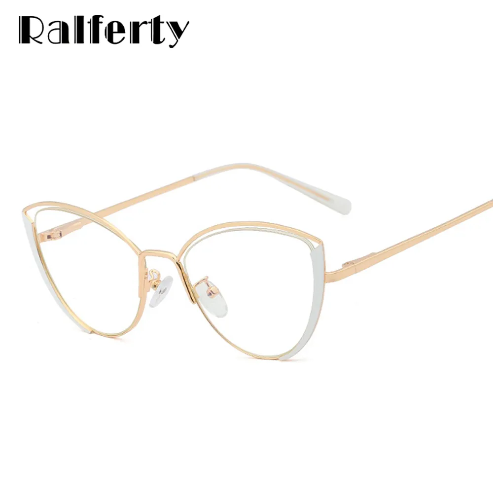 Ralferty Glasses Women Anti Blue Light Decorative Cat Eye Frame For F95721