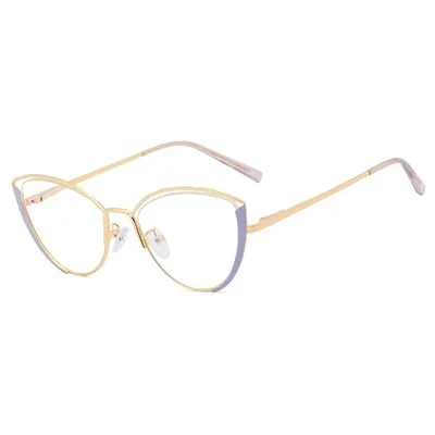 Ralferty Glasses Women Anti Blue Light Decorative Cat Eye Frame For F95721