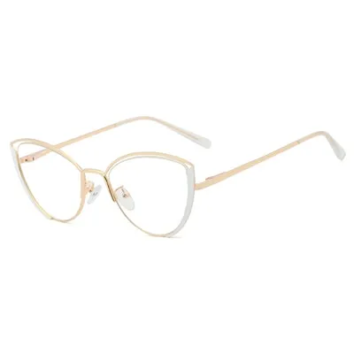 Ralferty Glasses Women Anti Blue Light Decorative Cat Eye Frame For F95721