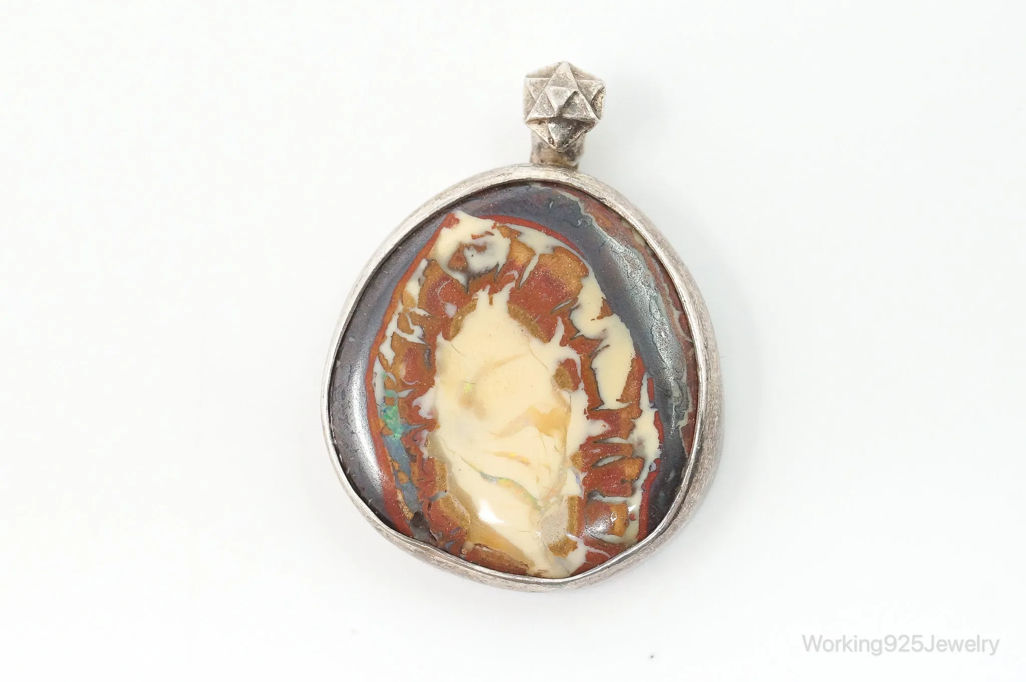 Rare Designer PAMELA XVN Opalized Agate Sterling Silver Pendant