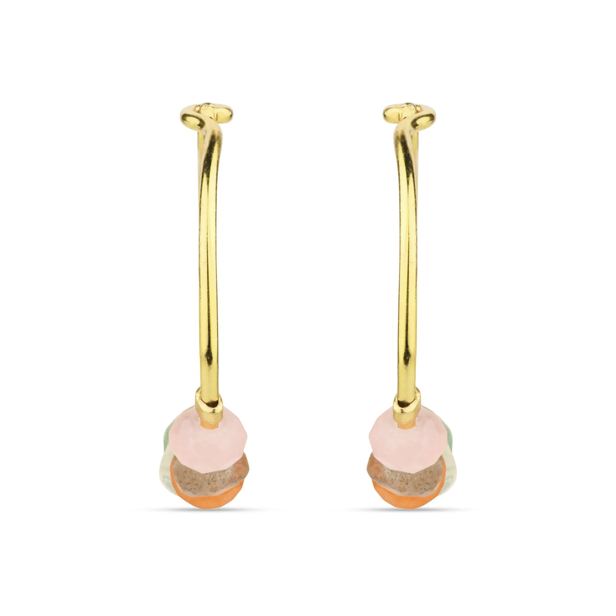 Real Gold Plated Z Healing Stone Hoops Earrings For Women By Accessorize London