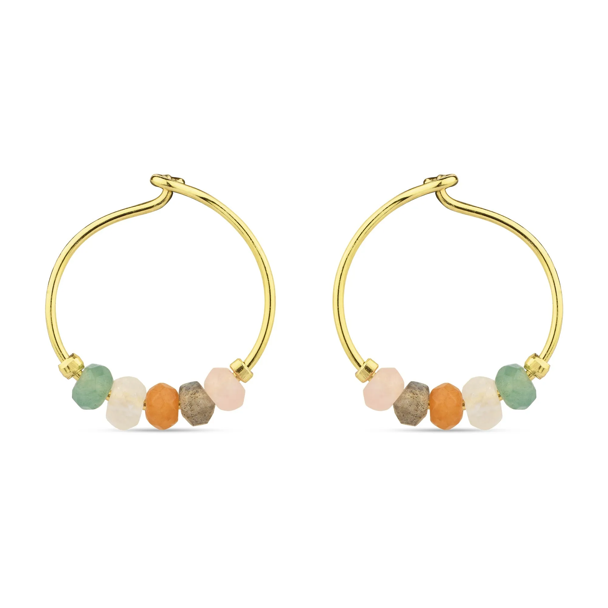 Real Gold Plated Z Healing Stone Hoops Earrings For Women By Accessorize London