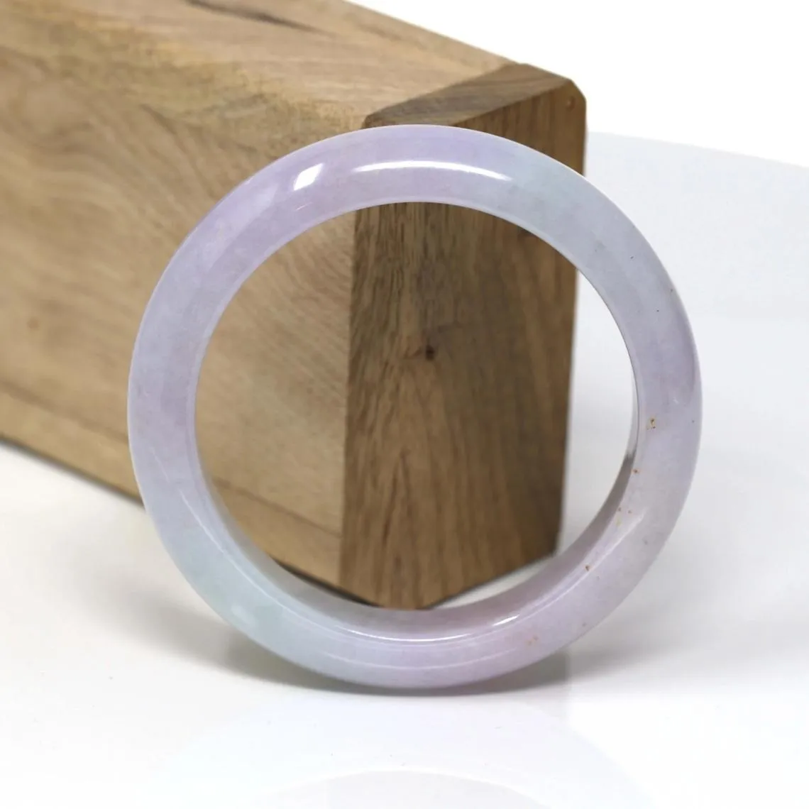 RealJade® Classic Bangle Genuine Lavender-Green Jadeite Jade Bracelet Bangle Jade Jewelry ( 55.4 mm )#102